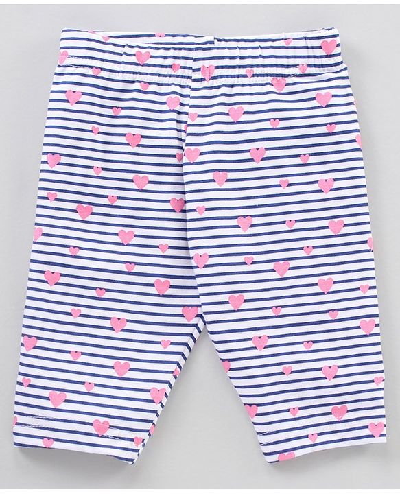 Babyhug Cotton Knit Three Fourth Length Leggings Solid & Multi Print Pack of 3 - Multicolour