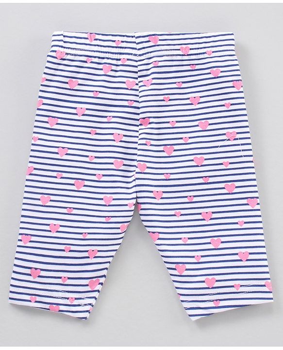 Babyhug Cotton Knit Three Fourth Length Leggings Solid & Multi Print Pack of 3 - Multicolour
