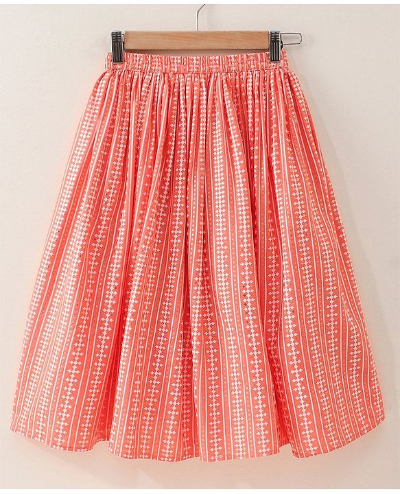Babyhug Sleeveless Printed Kurti & Skirt Set With Dupatta- Peach