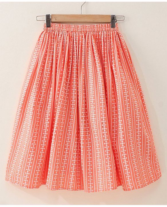 Babyhug Sleeveless Printed Kurti & Skirt Set With Dupatta- Peach