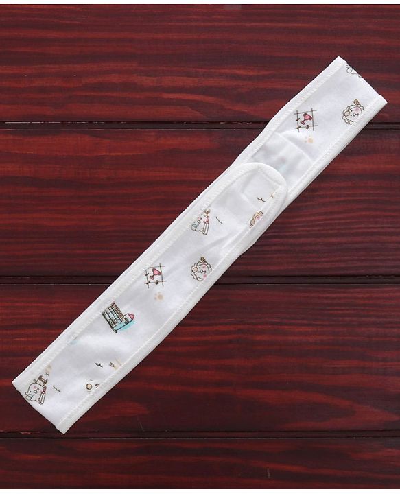 Babyhug Cotton Hooded Wrapper Lion Print - White