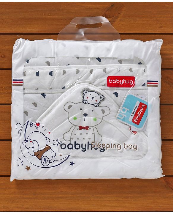 Babyhug Hooded Wrapper Bear Print - Red & White