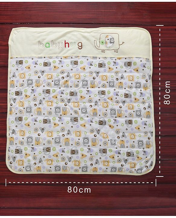 Babyhug Hooded Wrapper Animal Print - Yellow