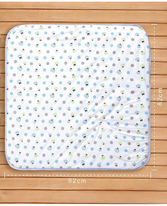 Babyhug Hooded Wrapper Ladybug Print - Blue & White