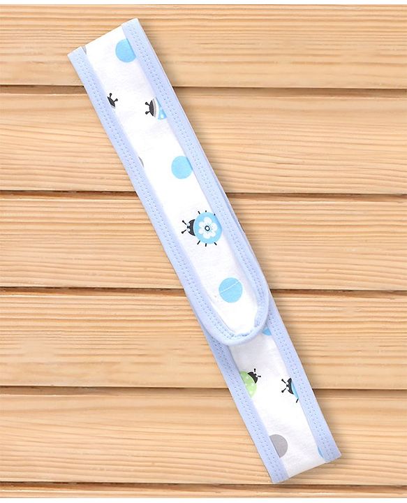 Babyhug Hooded Wrapper Ladybug Print - Blue & White