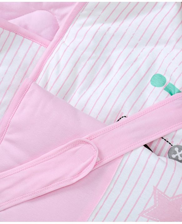 Babyhug Hooded Wrapper Striped - Pink - L 80 x B 80 cm Multi Color