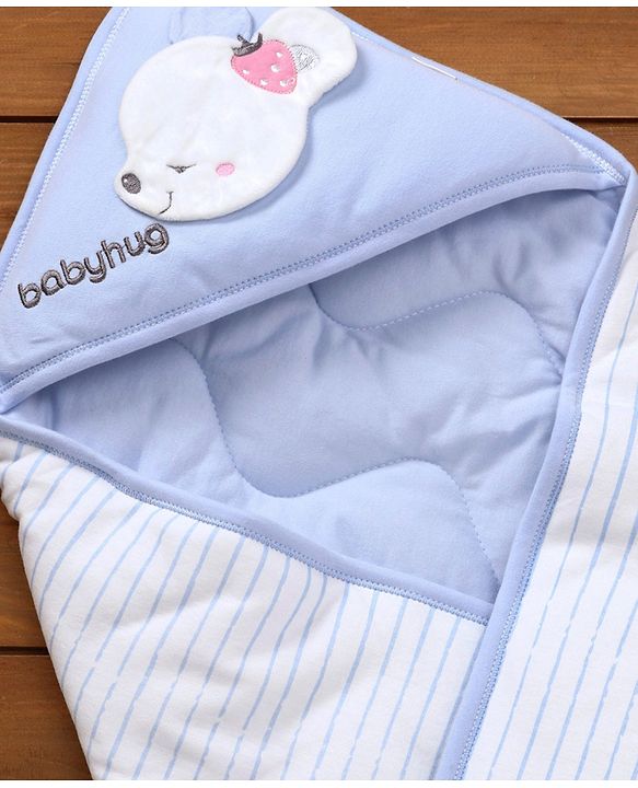 Babyhug Hooded Wrapper Striped - Blue