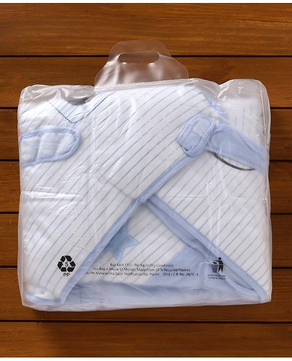 Babyhug Hooded Wrapper Striped - Blue