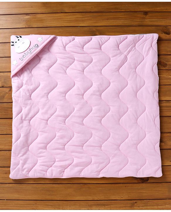 Babyhug Hooded Wrapper Cow Applique - Pink - L 80 x B 80 cm Multi Color