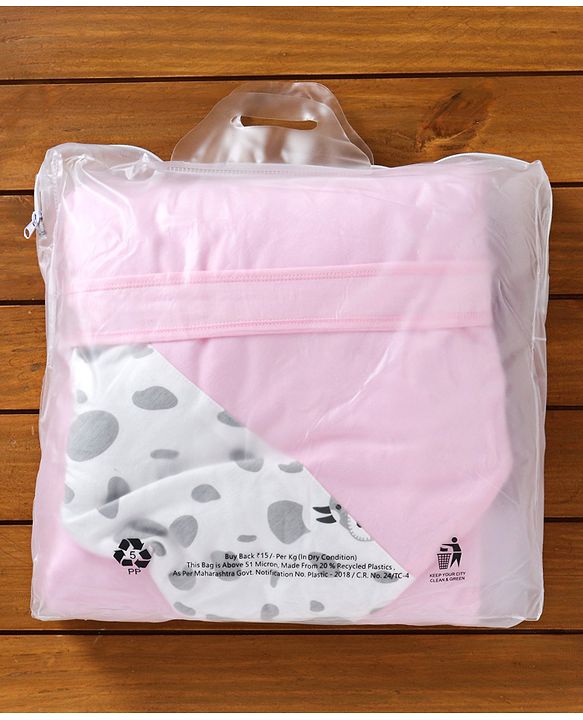 Babyhug Hooded Wrapper Cow Applique - Pink - L 80 x B 80 cm Multi Color