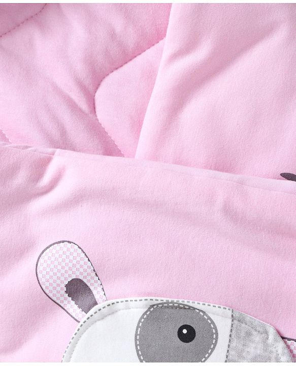 Babyhug Hooded Wrapper Cow Applique - Pink - L 80 x B 80 cm Multi Color