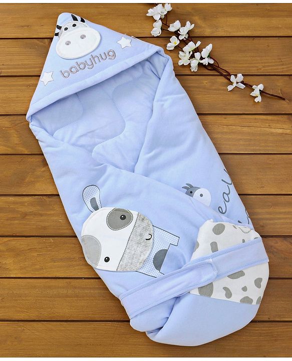 Babyhug Hooded Wrapper Striped - Blue