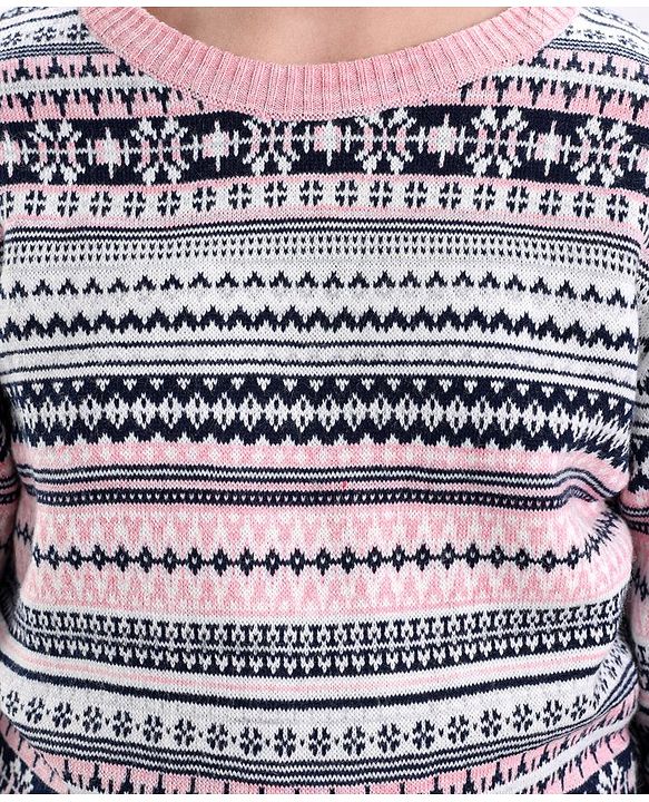 Pine Kids Full Sleeves Jacquard Fine Knit Medium Winter Sweater Intarsia Design- Multicolor