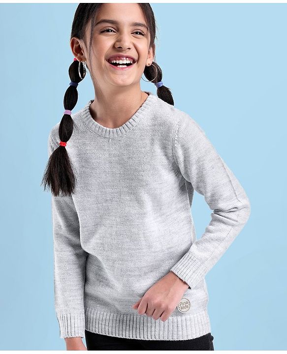 Pine Kids Full Sleeves Light Winter Wear Pullover Sweater - Grey