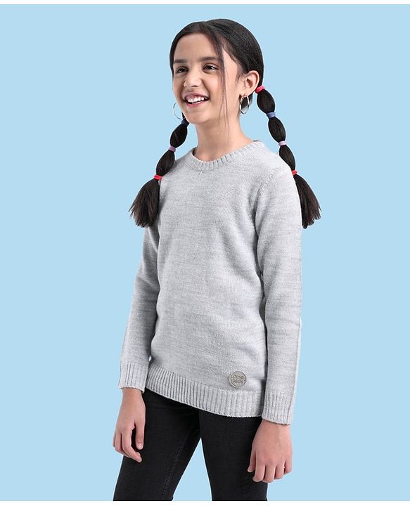 Pine Kids Full Sleeves Light Winter Wear Pullover Sweater - Grey