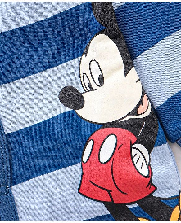Babyhug Full Sleeves Sleepsuit Mickey Mouse Print - Blue