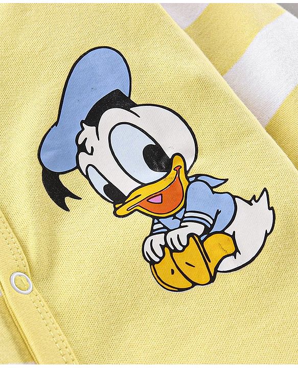 Babyhug Full Sleeves Sleepsuit Donald Duck Print - Yellow