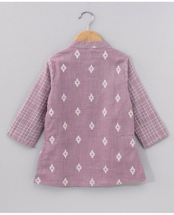 Babyhug Cotton Woven Full Sleeves Kurta & Dhoti Set Ethnic Print - Purple