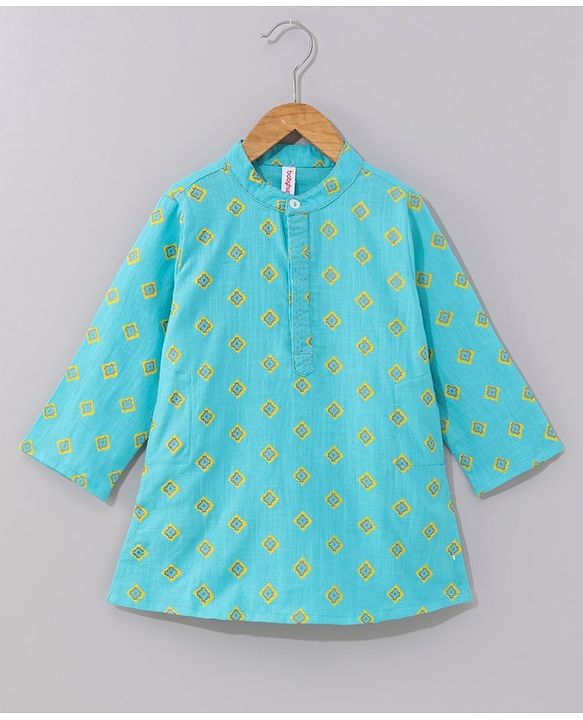 Babyhug Full Sleeves Printed Kurta & Dhoti Set - Blue