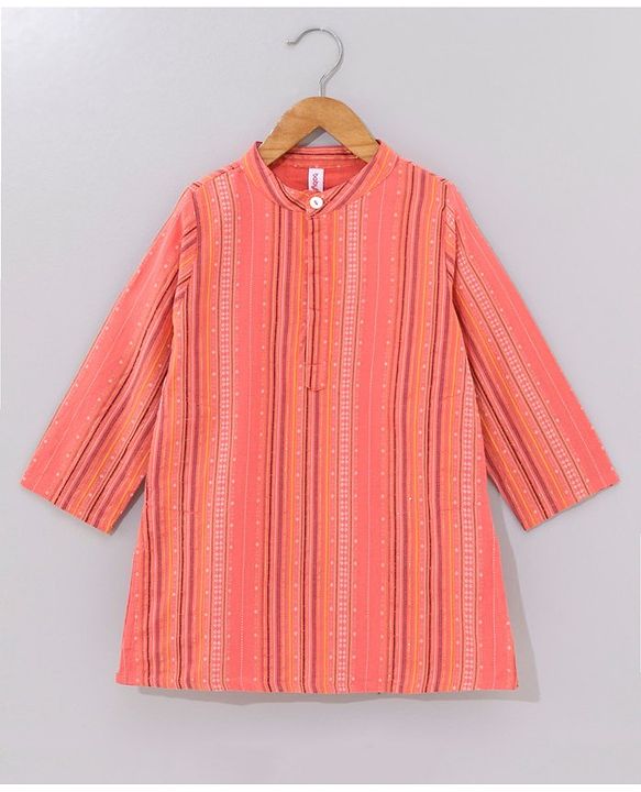 Babyhug Full Sleeves Kurta and Pyjama Set Ethnic Print - Coral