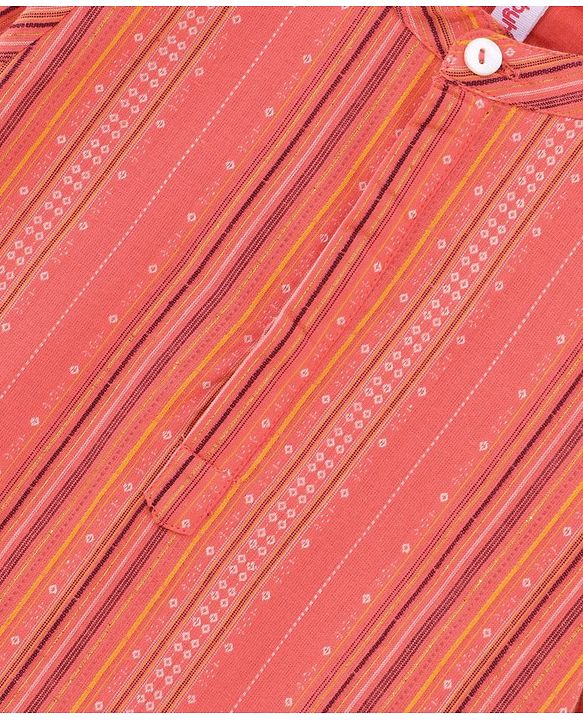 Babyhug Full Sleeves Kurta and Pyjama Set Ethnic Print - Coral