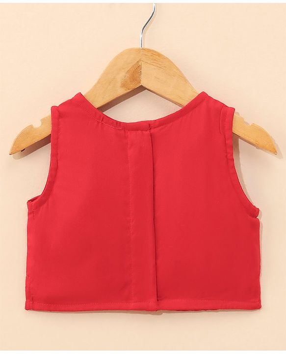 Babyhug Sleeveless Embroidery Choli & Tie Dye Lehenga With Dupatta - Red