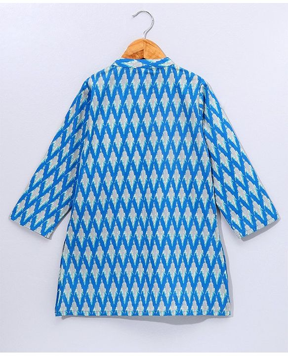 Babyhug Woven Full Sleeves Kurta Pyjama Set with Solid Waistcoat - Aqua Yellow