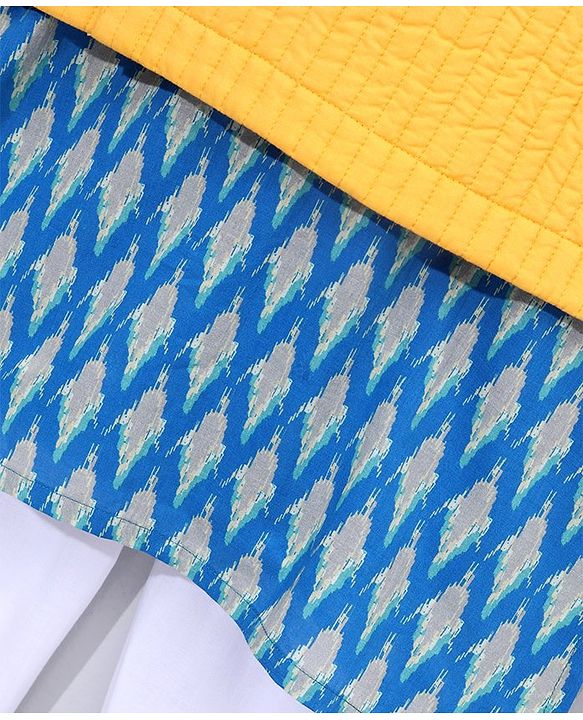 Babyhug Woven Full Sleeves Kurta Pyjama Set with Solid Waistcoat - Aqua Yellow