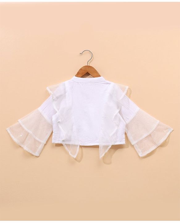 Babyhug Three Fourth Sleeves Top & Skirt Set Floral Embroidery- Mint
