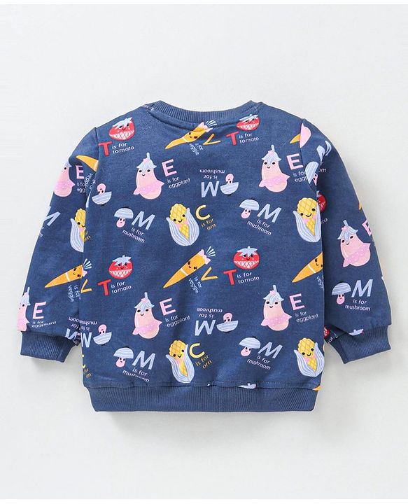 Babyhug Full Sleeves Cotton Sweatshirt With Vegetable Graphics - Blue