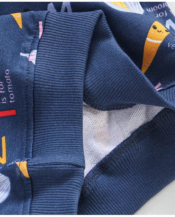 Babyhug Full Sleeves Cotton Sweatshirt With Vegetable Graphics - Blue
