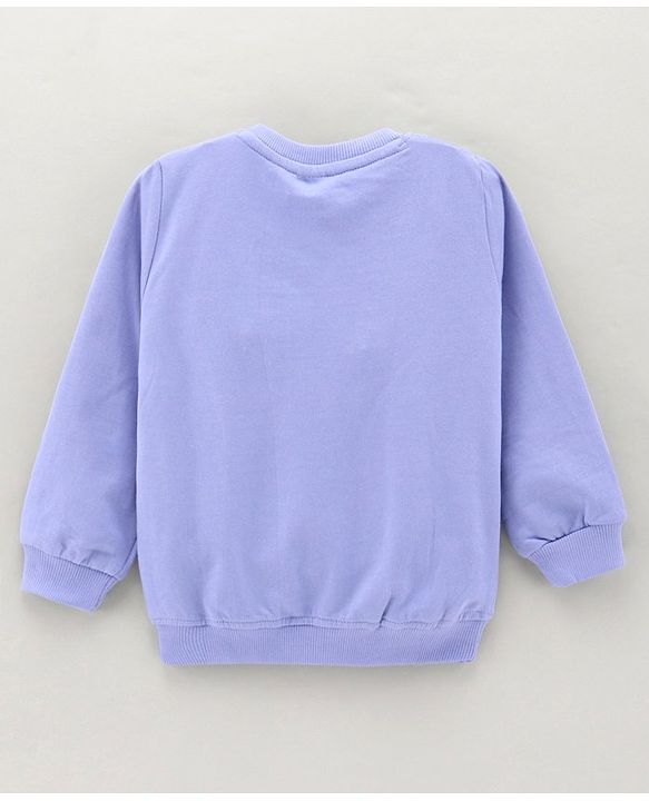 Babyhug Full Sleeves Cotton Knit Sweatshirt With Glitter Text Print - Purple