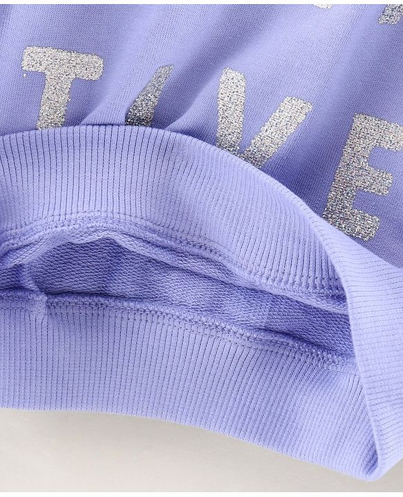 Babyhug Full Sleeves Cotton Knit Sweatshirt With Glitter Text Print - Purple