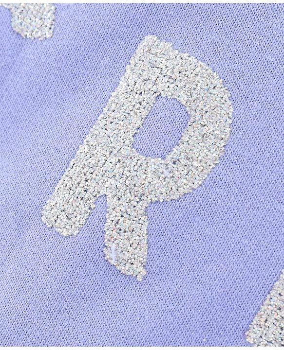 Babyhug Full Sleeves Cotton Knit Sweatshirt With Glitter Text Print - Purple