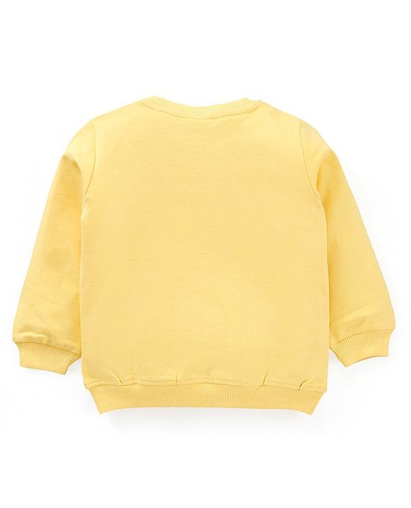 Babyhug 100% Cotton Full Sleeves Sweatshirt with Graphics and Frill Detailing - Yellow