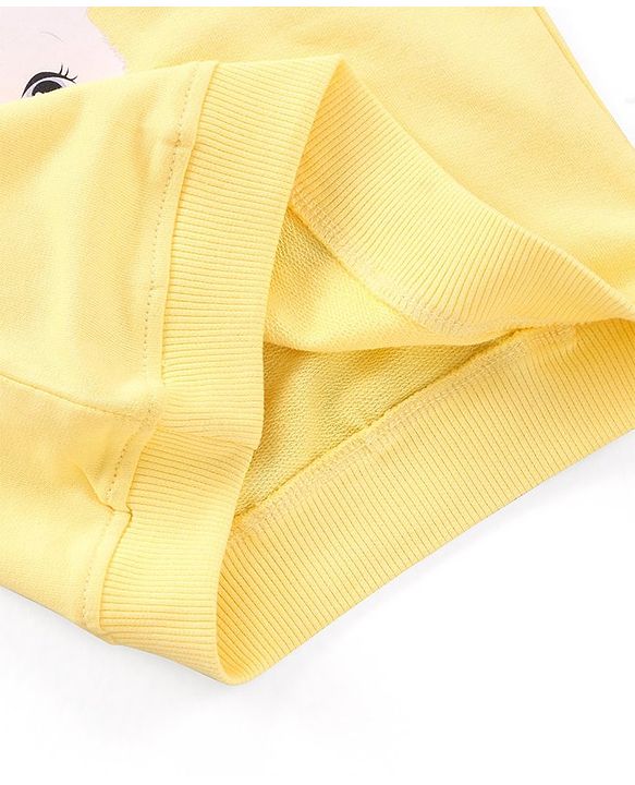 Babyhug 100% Cotton Full Sleeves Sweatshirt with Graphics and Frill Detailing - Yellow