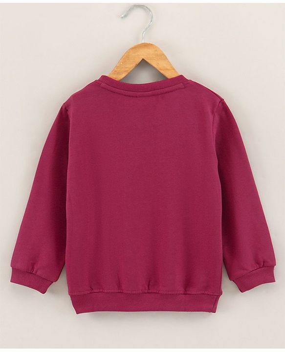 Babyhug Full Sleeves Knit Sweatshirt With Graphics- Maroon