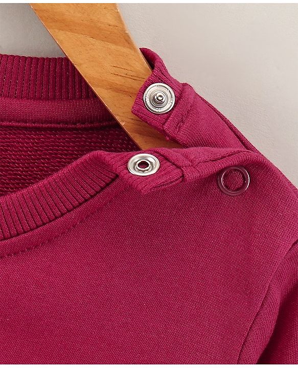 Babyhug Full Sleeves Knit Sweatshirt With Graphics- Maroon