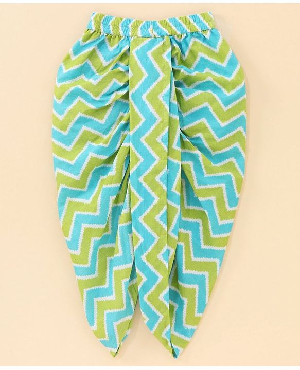 Babyhug Cotton Woven Full Sleeves Bagh Printed Kurta & Dhoti Set - Teal