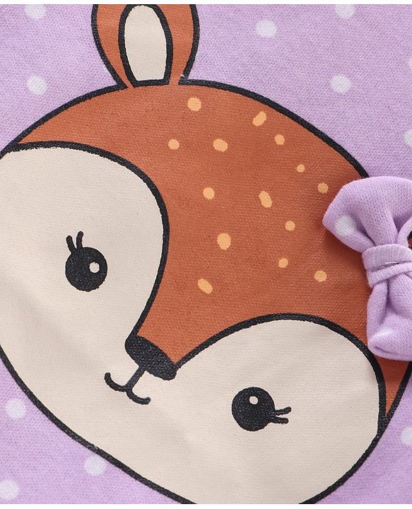 Babyhug Cotton Knit Full Sleeves Sleepsuit Polka Dots Printed - Purple