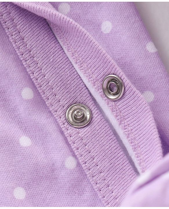 Babyhug Cotton Knit Full Sleeves Sleepsuit Polka Dots Printed - Purple