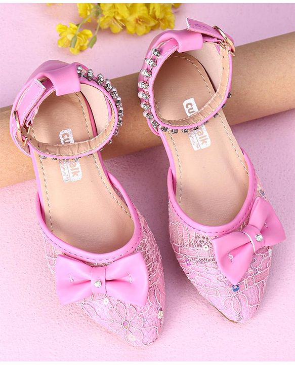 Cute Walk by Babyhug Sandals Bow & Beads Applique - Pink
