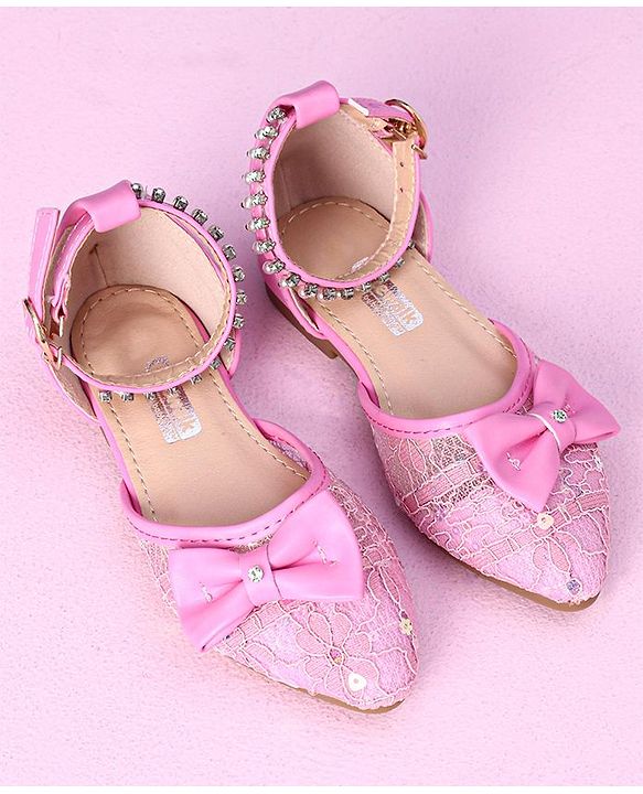 Cute Walk by Babyhug Sandals Bow & Beads Applique - Pink