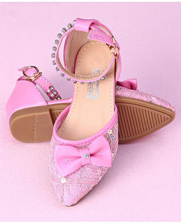 Cute Walk by Babyhug Sandals Bow & Beads Applique - Pink