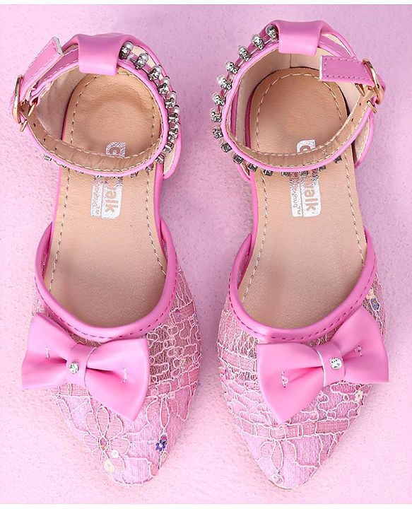 Cute Walk by Babyhug Sandals Bow & Beads Applique - Pink