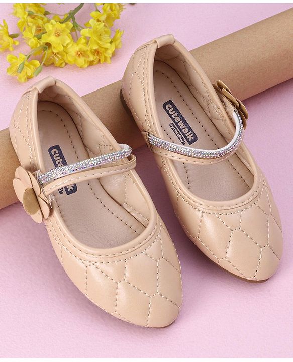 Cute Walk by Babyhug Ballerina with Floral Applique - Beige