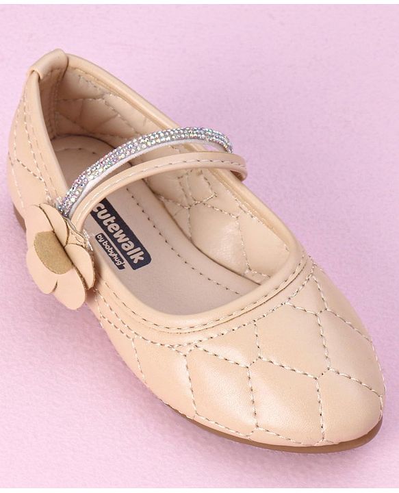 Cute Walk by Babyhug Ballerina with Floral Applique - Beige