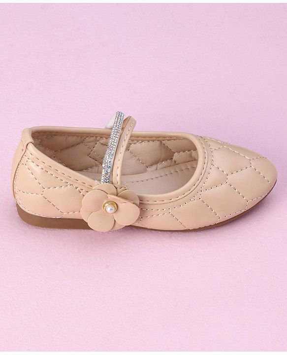 Cute Walk by Babyhug Ballerina with Floral Applique - Beige