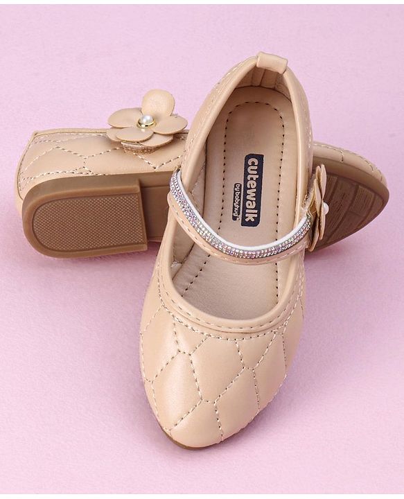 Cute Walk by Babyhug Ballerina with Floral Applique - Beige