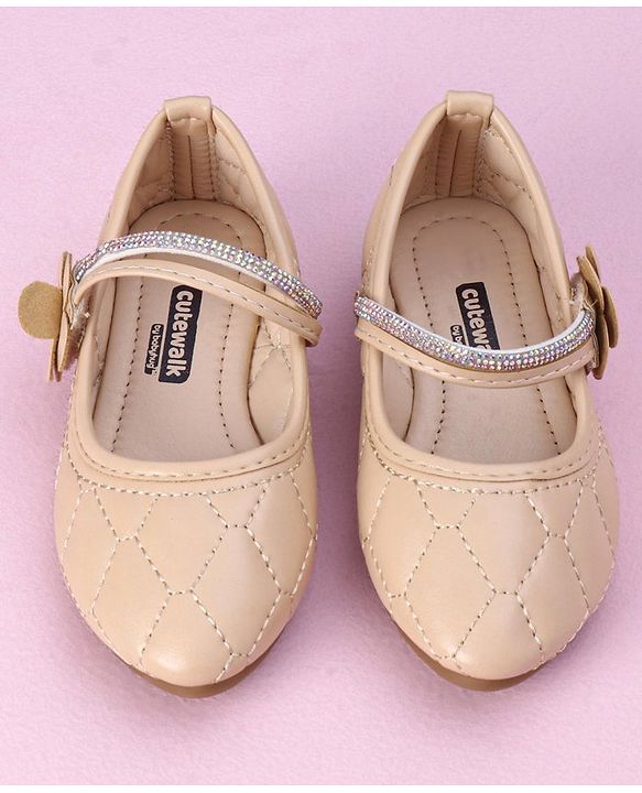 Cute Walk by Babyhug Ballerina with Floral Applique - Beige